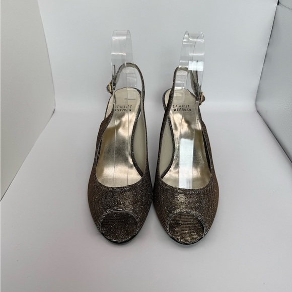 Stuart Weitzman Metallic Peep Toe
Slingback Heel Size 6.5 - Like New! - Picture 12 of 12